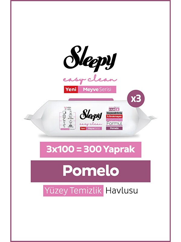 Sleepy Meyve Serisi Yüzey Temizlik Havlusu Mendili Pomelo 3x100 (300 Yaprak)