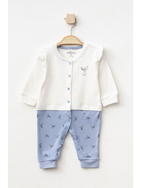 AZİZ BEBE Kız Bebek Çıtçıtlı Desenli Patikli Tulum 0 Ay 6 Ay