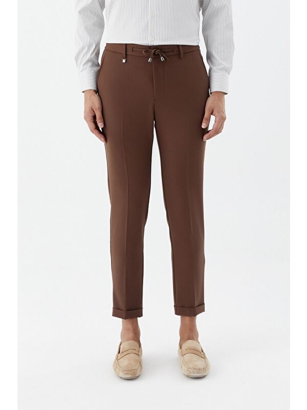 Sabri Özel Kahve Regular Fit Yan Cepli Jogger Erkek Pantolon