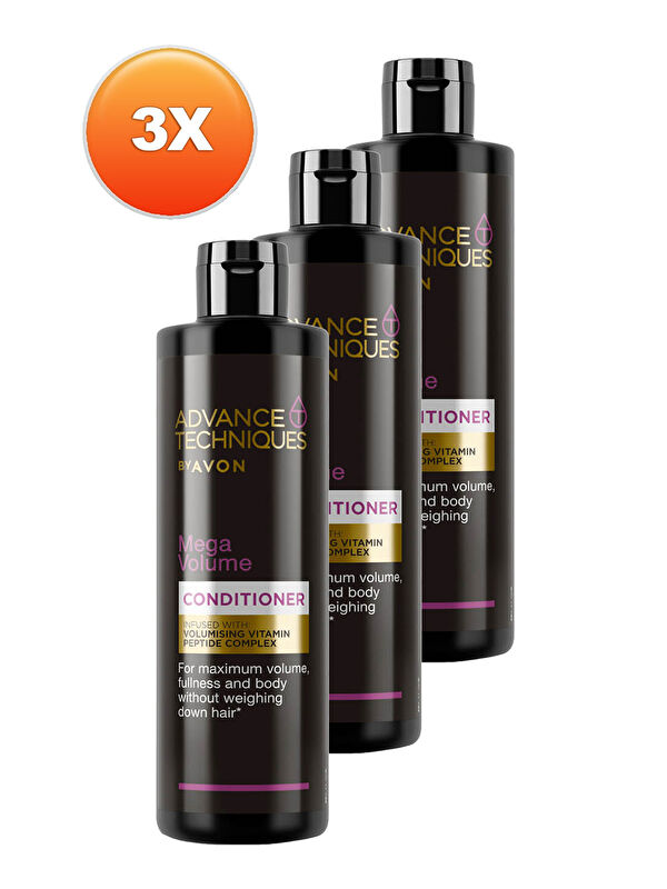 AVON Advance Techniques Mega Volume Hacim Veren Saç Kremi 250 Ml. Üçlü Set