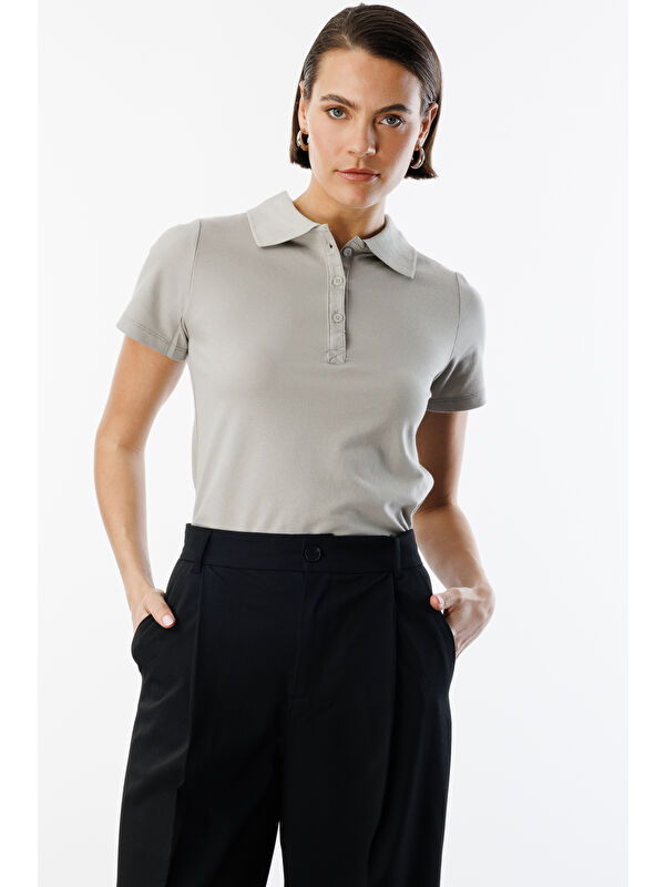 Genius Store Kadın Basic Polo Yaka Tişört KADIN-POLOYAKA