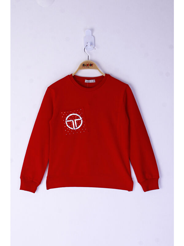 Toontoykids Kız Çocuk Cebi Arma Baskılı Sweatshirt