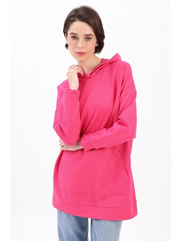 ALLDAY Fuşya Kapüşonlu Sweat Tunik