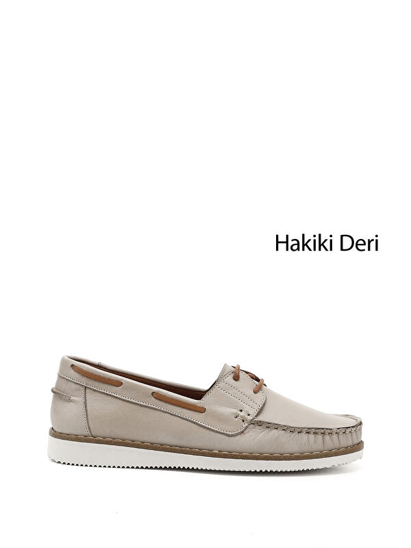 GÖNDERİ(R) Kadın YENİ BEJ Bağcıklı Hakiki Deri Comfort Ayakkabı