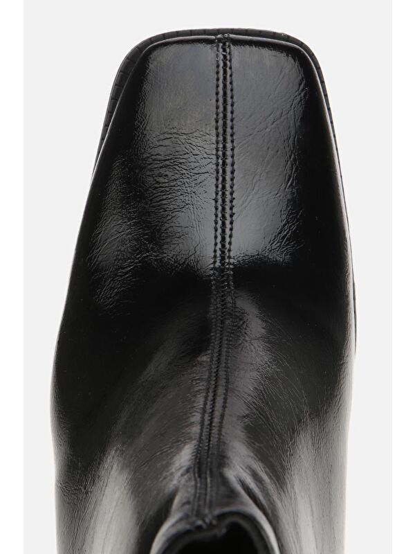 Yaya By Hotiç Siyah Yaya By Hotiç Yaya By Kadın Rugan Fermuarlı Küt Burunlu Topuklu Bot