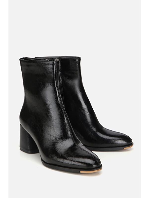 Yaya By Hotiç Kahverengi Yaya By Hotiç Yaya By Kadın Rugan Fermuarlı Kalın Topuklu Bot