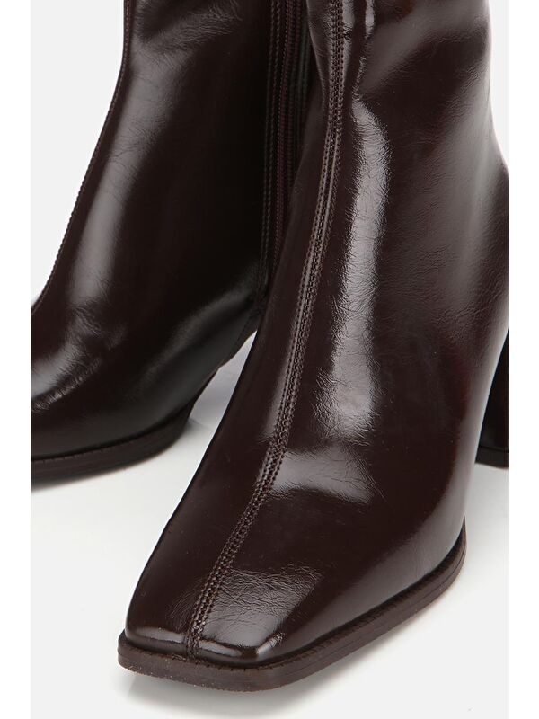 Yaya By Hotiç Siyah Yaya By Hotiç Yaya By Kadın Rugan Fermuarlı Küt Burunlu Topuklu Bot