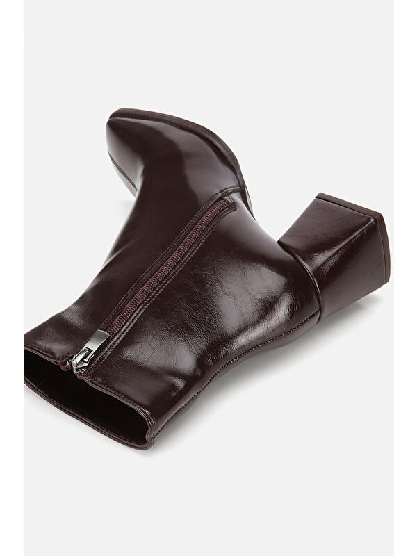 Yaya By Hotiç Siyah Yaya By Hotiç Yaya By Kadın Rugan Fermuarlı Küt Burunlu Topuklu Bot