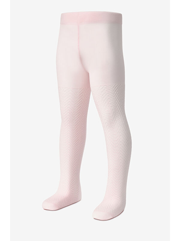 Le Mabelle Pembe Zigzak Desenli Kız Çocuk Külotlu Çorap