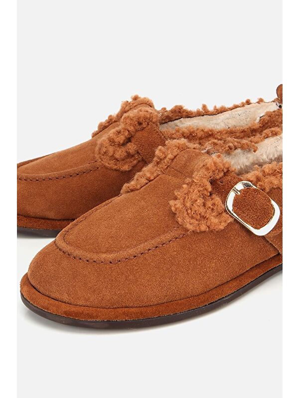 Yaya By Hotiç Kahverengi Yaya By Hotiç Yaya By Kadın Süet Deri İçi Kürklü Tokalı Günlük Loafer