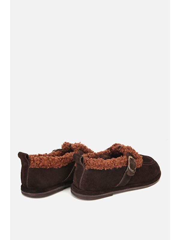 Yaya By Hotiç Kahverengi Yaya By Hotiç Yaya By Kadın Süet Deri İçi Kürklü Tokalı Günlük Loafer