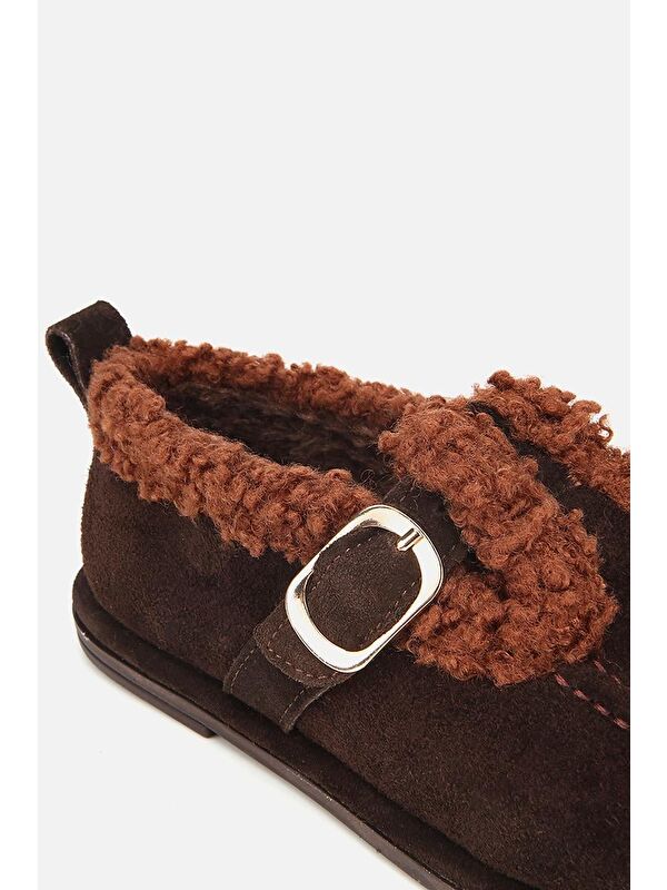 Yaya By Hotiç Kahverengi Yaya By Hotiç Yaya By Kadın Süet Deri İçi Kürklü Tokalı Günlük Loafer