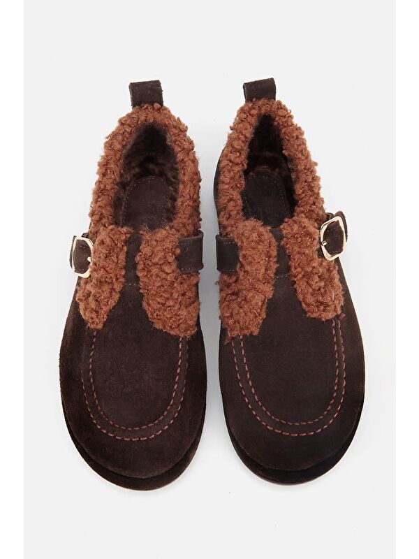 Yaya By Hotiç Kahverengi Yaya By Hotiç Yaya By Kadın Süet Deri İçi Kürklü Tokalı Günlük Loafer