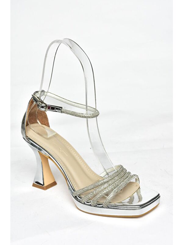 S5693146 Gümüş Kadın Topuklu Ayakkabı - Görsel 2