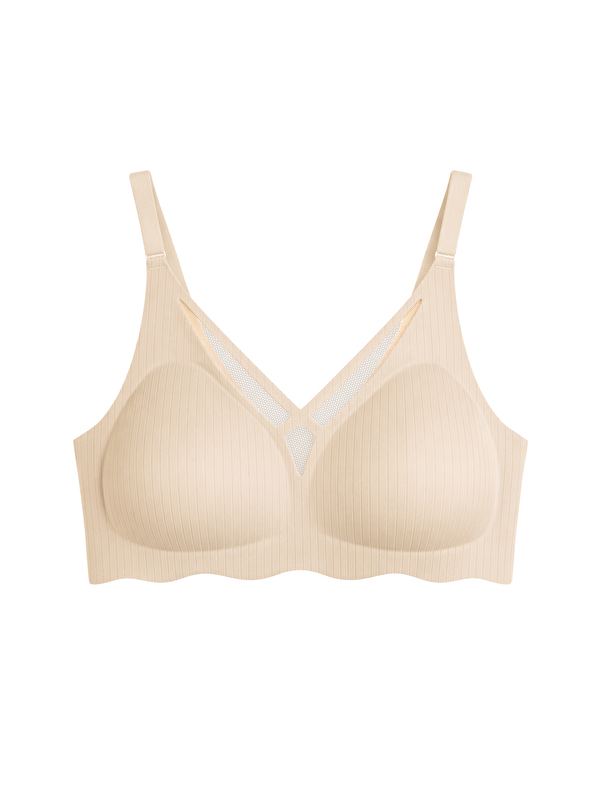Cottonhill Seamless Bra - Liny | Ten Lazer Kesim Dikişsiz Çizgi Desenli Dekolteli Kadın Sütyen