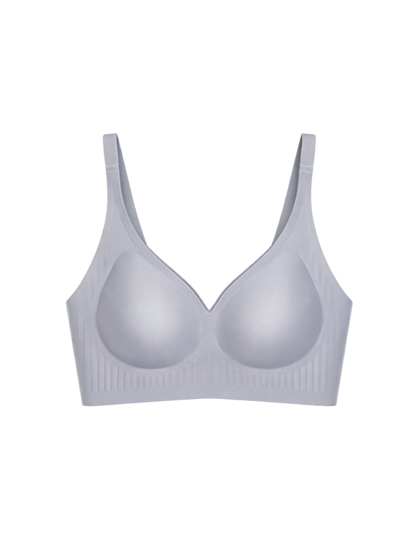 Cottonhill Seamless Bra - Slight | Gri Lazer Kesim Dikişsiz Dilim Detaylı Balensiz Kadın Sütyen