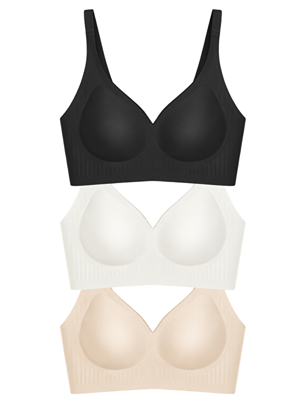 Cottonhill Seamless Bra - Slight | Lazer Kesim Dikişsiz Dilim Detaylı Balensiz Kadın Sütyen 3'Lü Paket