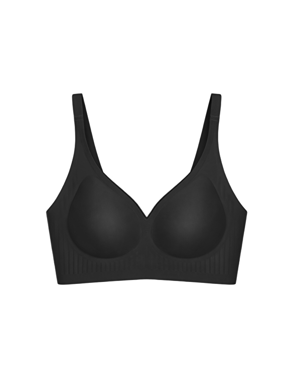 Cottonhill Seamless Bra - Slight | Siyah Lazer Kesim Dikişsiz Dilim Detaylı Balensiz Kadın Sütyen