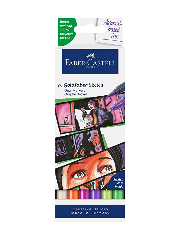 Faber-Castell Gofa Sketch Markör Novel 6'lı Set, Çift Fineliner Uçlu, Kalıcı Mürekkep