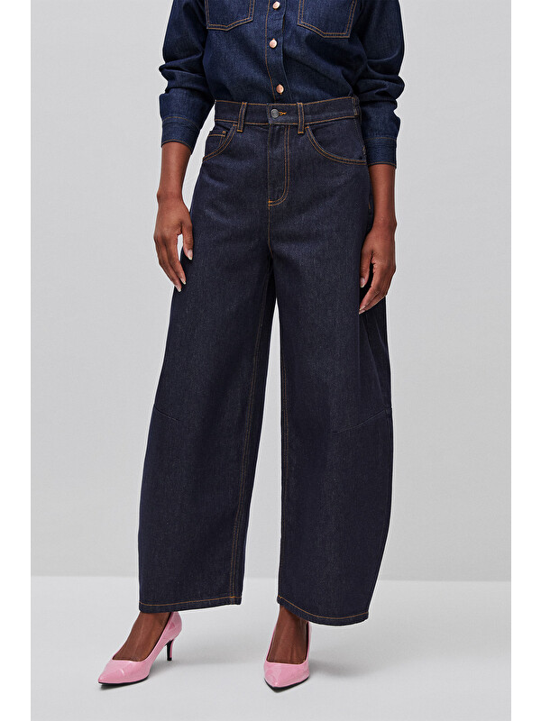 United Colors Of Benetton Kadın Koyu Mavi  %100 Pamuk Cepli Denim Pantolon