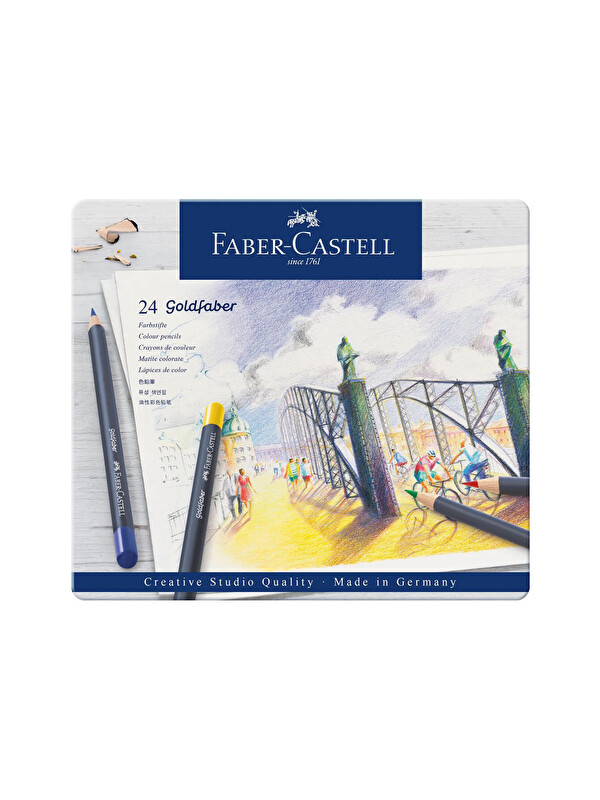 Faber-Castell Goldfaber Boya Kalemi 24lü, Parlak ve Canlı Renkler, Metal Kutulu
