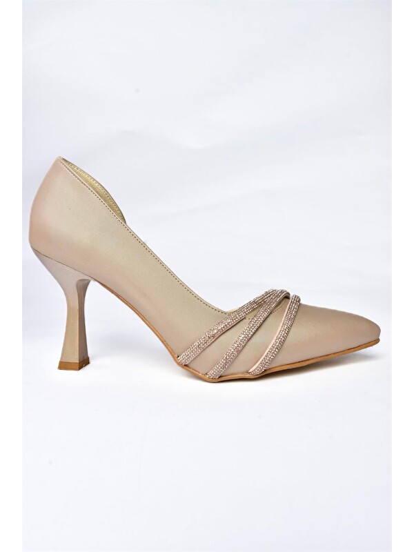 Fox Shoes P246068504 Ten Kumaş İnce Topuklu Kadın Abiye Ayakkabı