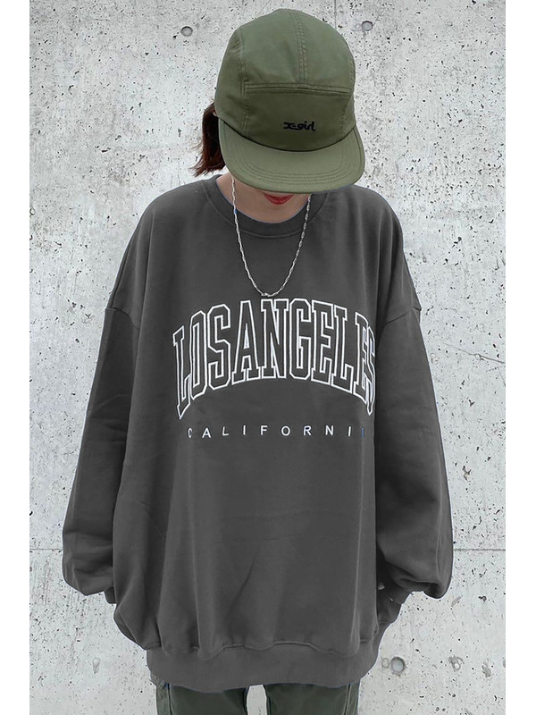 Madmext Füme Baskılı Oversize Kadın Sweatshirt MG780