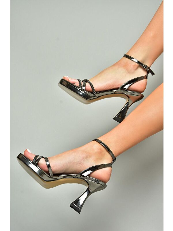 S5693125 Platin Kadın Topuklu Ayakkabı - Görsel 5