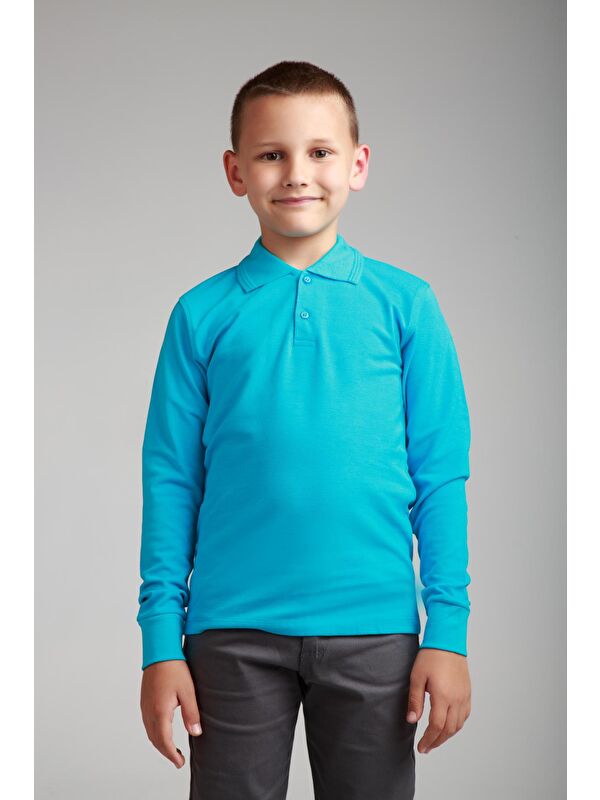 ajn Kids Polo Yaka Basic Uzun Kollu Erkek Çocuk Tişört