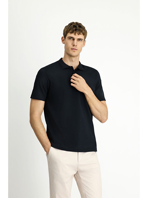 Kiğılı Polo Yaka Regular Fit Nakışlı Pamuklu Büyük Beden Tişört