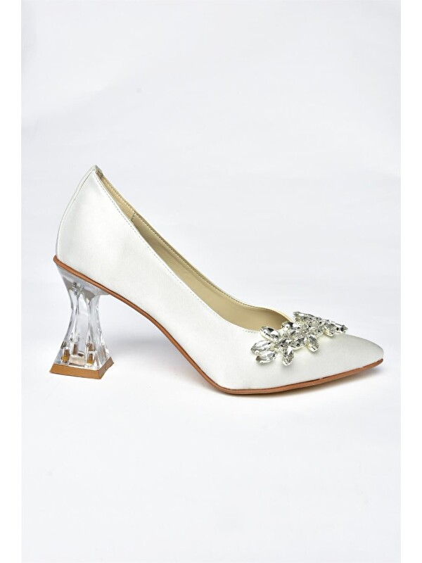 Fox Shoes Sedef Saten Kumaş Taşlı Kadın Abiye Ayakkabı M246014004