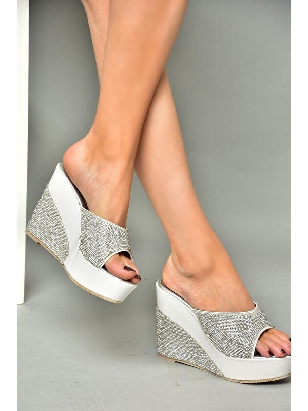 S8200063 Beyaz Kadın Terlik - Görsel 6