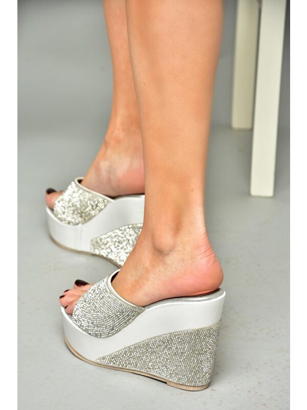 S8200063 Beyaz Kadın Terlik - Görsel 7