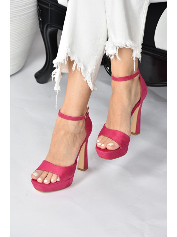 Fox Shoes Fuşya Süet Kadın Topuklu Ayakkabı K404580102