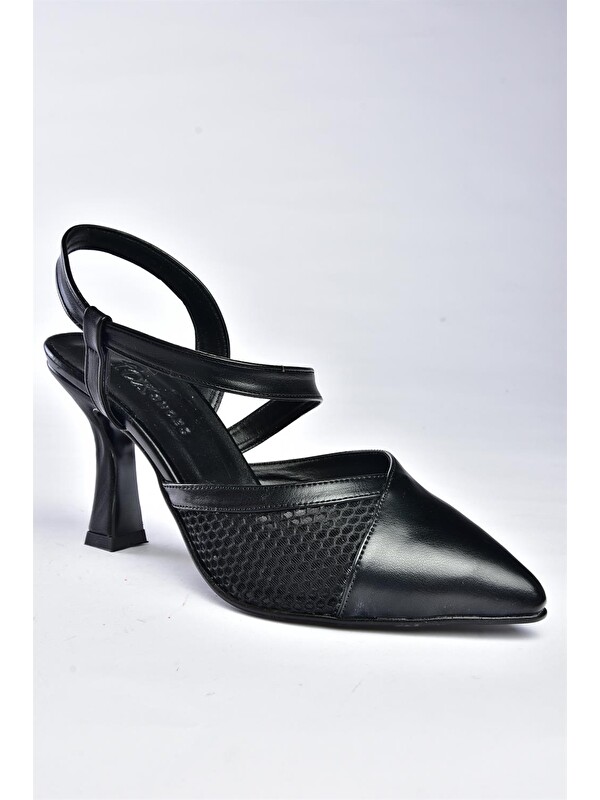 Fox Shoes P372733109 Siyah Kumaş Detaylı Kadın Topuklu Ayakkabı