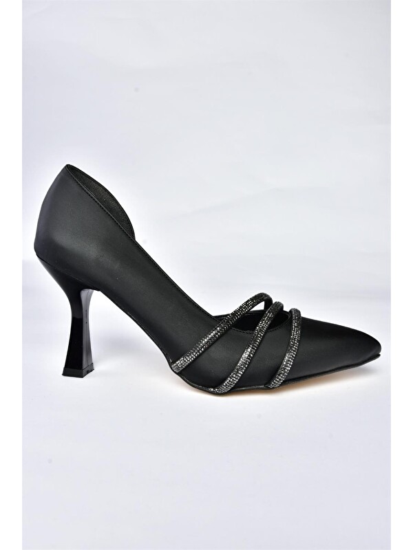 Fox Shoes P246068504 Siyah Kumaş İnce Topuklu Kadın Abiye Ayakkabı