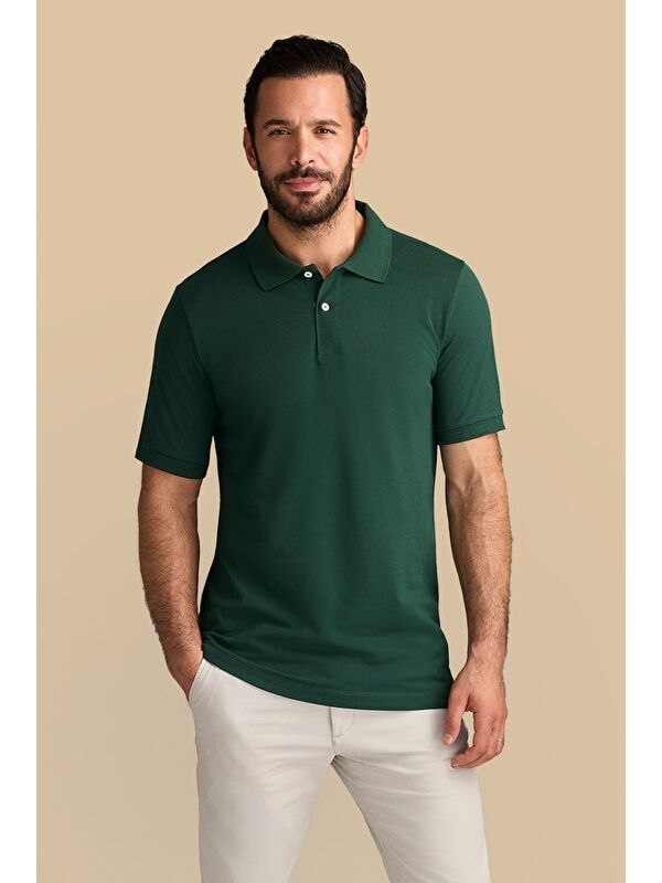 Kiğılı Polo Yaka Regular Fit Nakışlı Pamuk %100 Pamuk Tişört
