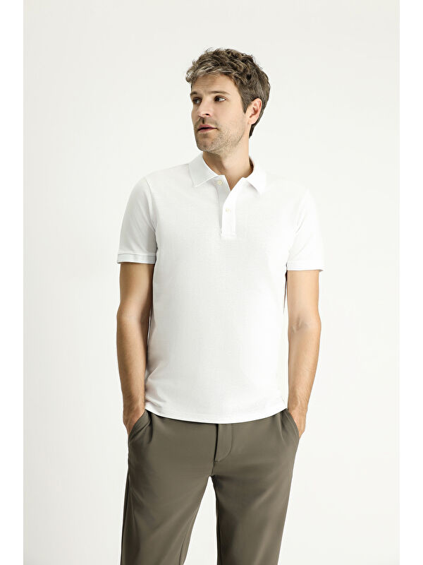Kiğılı Slim Fit Dar Kesim Nakışlı Pamuk Polo Yaka %100 Pamuk Tişört