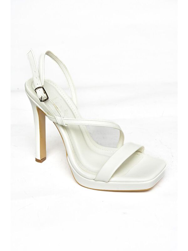 S5696166 Beyaz Kadın Topuklu Ayakkabı - Görsel 3