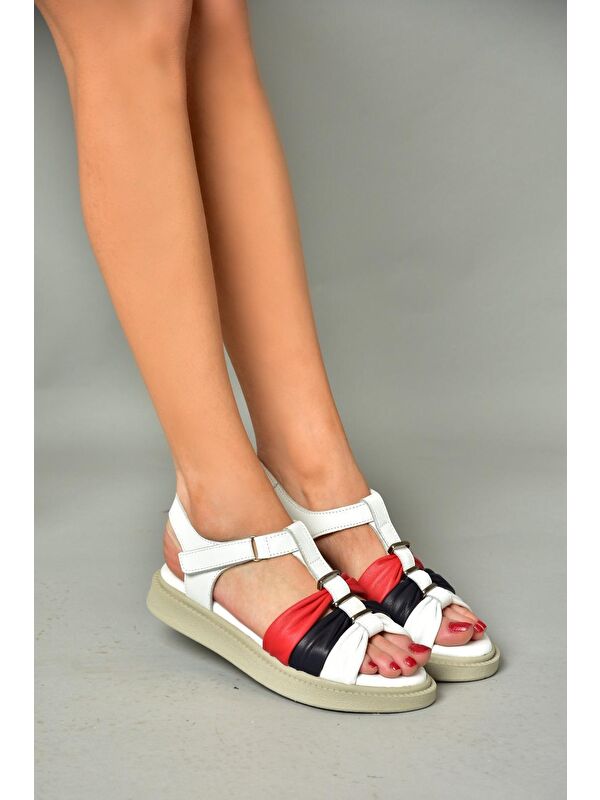 P5400267 Lacivert_Beyaz_Kırmızı Kadın Sandalet - Görsel 5