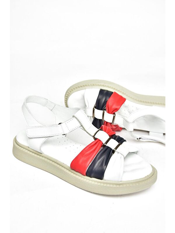 P5400267 Lacivert_Beyaz_Kırmızı Kadın Sandalet - Görsel 4