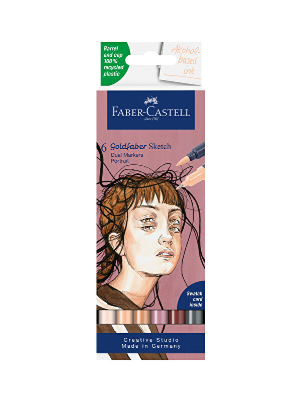 Faber-Castell Gofa Sketch Markör Portrait 6'lı Set, Çift Fineliner Uçlu,Kalıcı Mürekkep