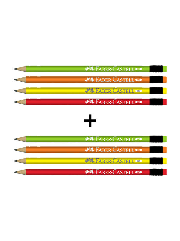 Faber-Castell Silgili Kurşun Kalem, 8'li Set, HB Uç Dereceli, Ergonomik Tasarım