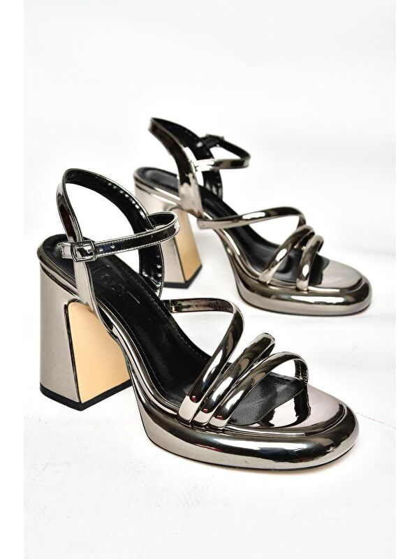 S5690202 Platin Kadın Topuklu Ayakkabı - Görsel 4