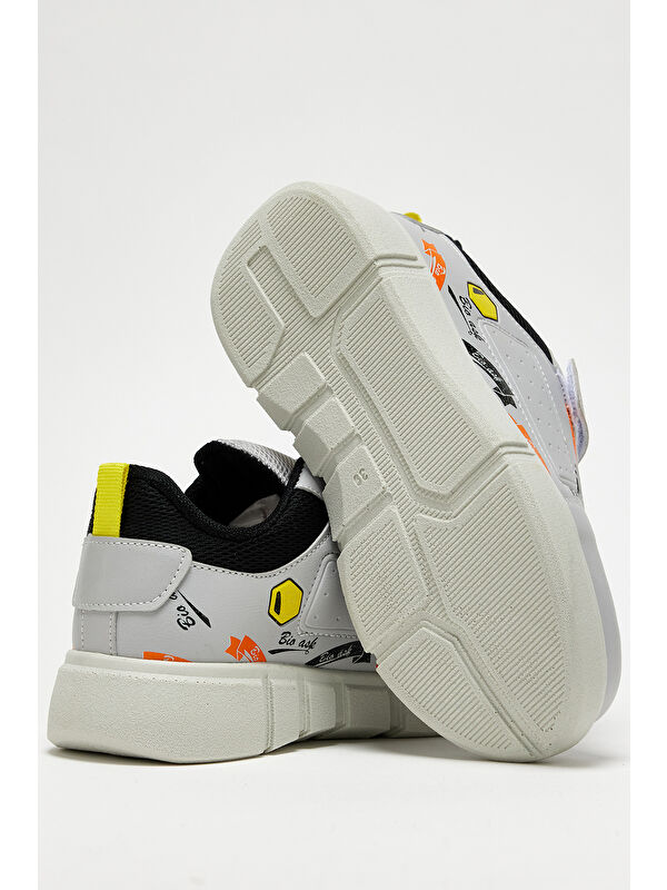 Çocuk Unisex Gri Rahat Kalıp Cırtlı Ayakkabı - Görsel 5