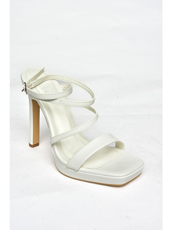 S5696150 Beyaz Kadın Topuklu Ayakkabı - Görsel 3