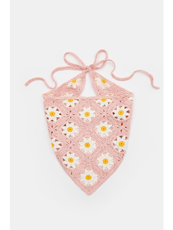 New Obsessions Çiçekli Örgü Üçgen Bandana