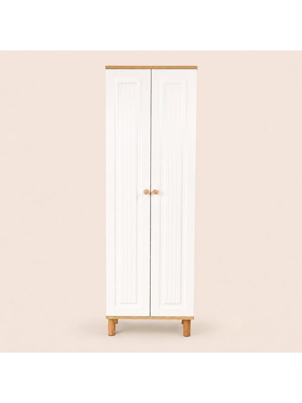 Just Home Polo 2 Kapak ve 8 Raflı Çok Amaçlı Dolap - Safir Meşe / Beyaz - 182x36x60 cm