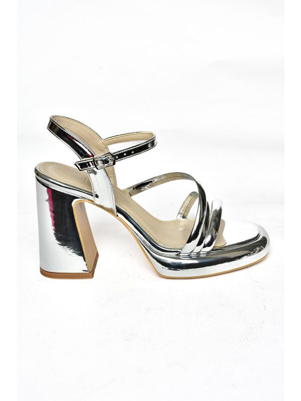 S5690202 Gümüş Kadın Topuklu Ayakkabı - Görsel 2