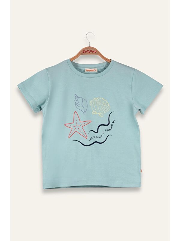ZEYLAND Kız Çocuk Hawaı Baskılı T-Shirt - Mint